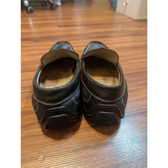 Ecco Slip on Leather Loafers Comfort Size Eu43 9  Black Casual Driving Shoes